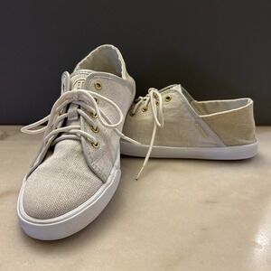 Tommy Hilfiger Casual Canvas Beige Sneaker Shoe Lace Up Women's Size 10